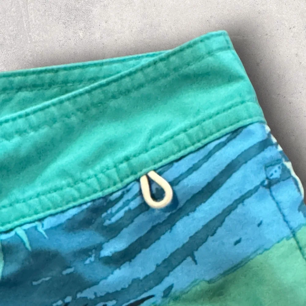 American Eagle Board Shorts Men's S Blue Tropical Palm Leaf Print 31x9.5